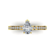 Solitaire bague diamant poire et diamants ronds 1.20 carat or jaune Noémie